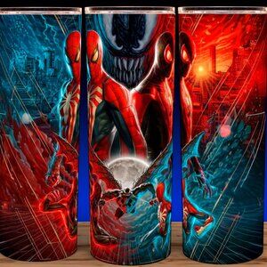 Spiderman and Venom Fighting Comic Book Heroes  Cup Mug Tumbler 20oz